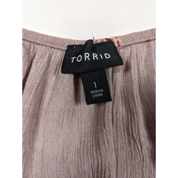 Torrid Cold Shoulder Top Light Purple Floral Plus Size 1 Gauze Lace Embroidered - Picture 5 of 13